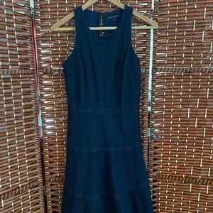 BANANA REPUBLIC Dark Denim Dress A Seam Structured Y2K Racer Sleeveless